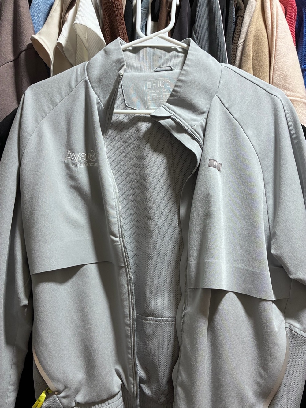 FIGS Light Gray Bomber Jacket